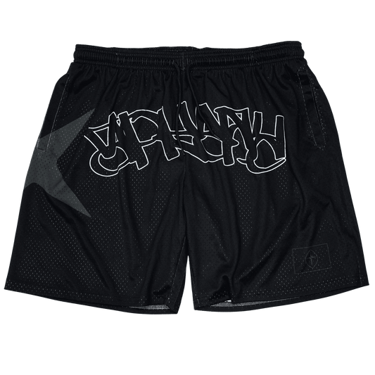 BLACK STAR MESH SHORTS